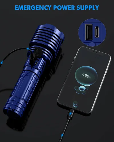 Miniatura 7 de Linternas LED recargables superbrillantes de 2500,000 lúmenes altos, linternas de alto lúmenes de hasta 25 horas de larga vida Zoomable 5 modos