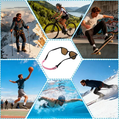 Miniatura 7 de Grevosea 6 correas para lentes para niños, ajustables, sin cola, antideslizantes, retenedores, alrededor del cuello, para niños y niñas de 6.5 a 10