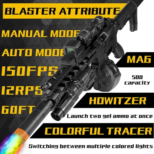 Miniatura 3 de Gel Splat Blaster - Tamaño grande de 32 pulgadas - Luz LED - Accesorios ricos - Modo automático y manual - Batería recargable modular de 7.4 V