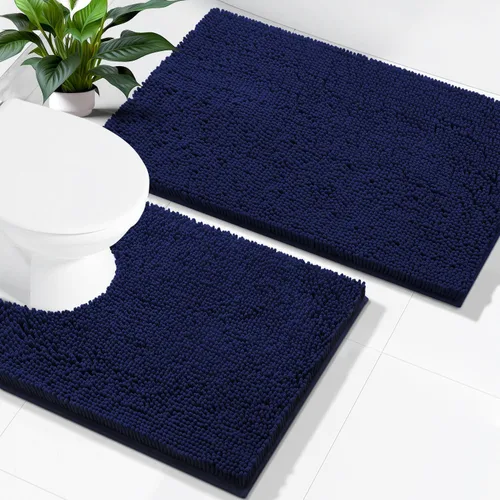 Miniatura 39 de Smiry Juego de 2 alfombras de baño, felpilla suave y absorbente, lavable a máquina, antideslizantes, para bañera, ducha y suelo