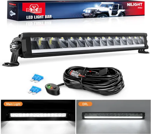 Miniatura 18 de Nilight Barra de luz LED con DRL ámbar 2 PCS 15 W 5.3 pulgadas fila única 1680 LM anti-reflejo punto todoterreno luces de conducción delgadas IP68