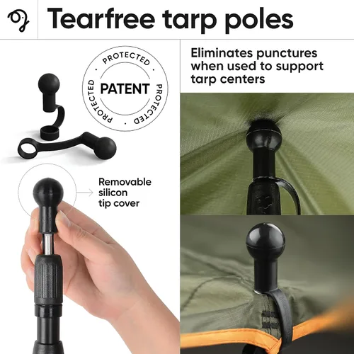 Miniatura 5 de Green Elephant Postes para Lona de Campamento - Postes Telescópicos de Aluminio Ajustables para Lonas, Carpas, Toldos y Marquesinas - Juego de 4 4