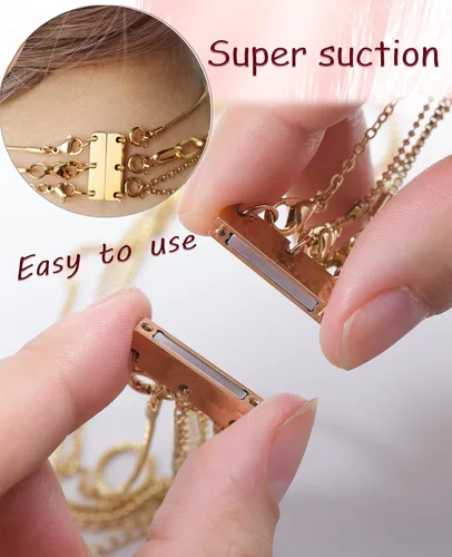 Miniatura 4 de Clysoru Collar con cierres y cierres para mujer, oro y plata, múltiples para separador en capas, cuentas extensoras de cadena, collares y pulseras