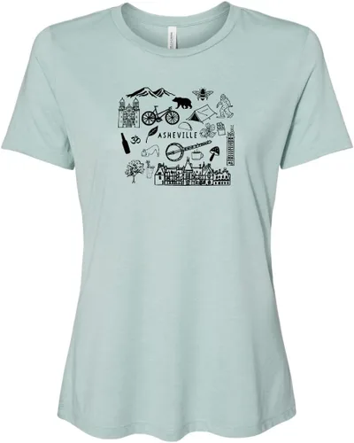 Miniatura 41 de Cute Women's Screen Printed Crew Neck Tee, Shirts With Sayings, Dusty Blue or Olive