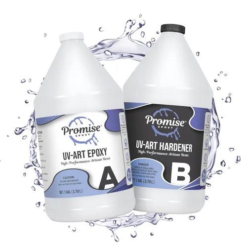 Promise Epoxy Kit de Resina de Arte UV de 2 Galones - Kit de Resina Epoxi de Revestimiento Transparente como Cristal para Superficie de Mesa con