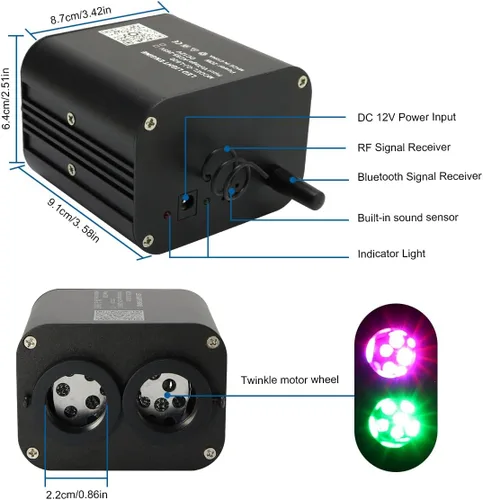 Miniatura 5 de AKEPO - Kit de luz de 20 W, RGBW, de cabezal doble, parpadeante, controlada a través de aplicación, fibra óptica, 900 unidades de fibras ópticas