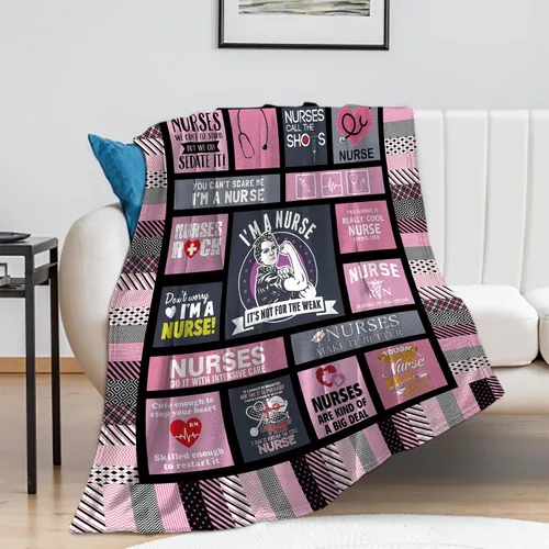 Miniatura 3 de Manta ultrasuave con temática de enfermera, manta Sherpa de microfibra de felpa, regalos para mujeres, manta cálida y acogedora para cama y sofá