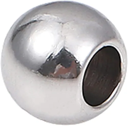 BEADIA Cuentas espaciadoras de acero inoxidable de 0.197 x 0.157 in, redondas, sueltas, para hacer joyas, 100 unidades con agujero de 0.098 pulgadas