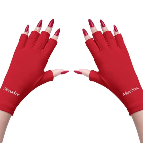 Miniatura 7 de MelodySusie Guantes UV para lámpara de uñas de gel, guantes profesionales de protección UV UPF50+ para manicuras, arte de uñas, cuidado de la piel