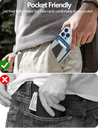 Miniatura 7 de Cartera magnética para Apple Magsafe, diseñada para cartera MagSafe, cartera magnética de cuero Eiffel-Tower con soporte ajustable para iPhone 16/16