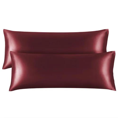 Miniatura 164 de Bedelite Funda de almohada de satén para el cuerpo, súper suave y refrescante, para el cabello y la piel, transpirable, sedosa y larga, 20 x 54 Rosa