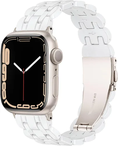 Miniatura 13 de Compatible con Apple Watch Band de 1.614 in, 1.575 in, 1.496 in o 1.929 in, 1.772 in, 1.732 in, 1.654 in, correa de repuesto de resina ligera Blanco