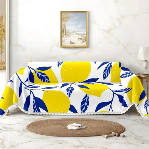 Miniatura 9 de Funda de sofá amarilla con estampado de limón y funda de sofá para sillón, funda resistente a las manchas, protector universal de muebles
