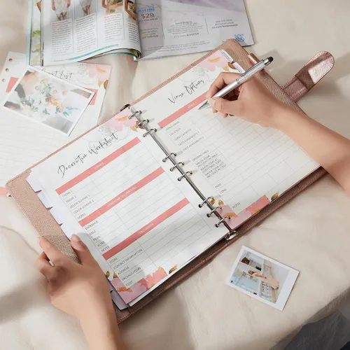 Miniatura 7 de AW BRIDAL Future Mrs Libro Planificador de Bodas y Organizador Juego de Regalo, Planificadores de Boda de Destino Personalizados, Regalo de Oro rosa