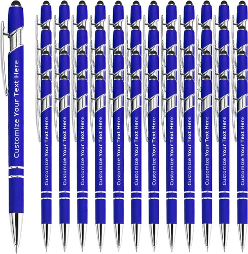 Miniatura 63 de Aolun 108 bolígrafos personalizados al por mayor con stylus grabado, bolígrafos personalizados, metal suave al tacto, grabado de nombre, logotipo