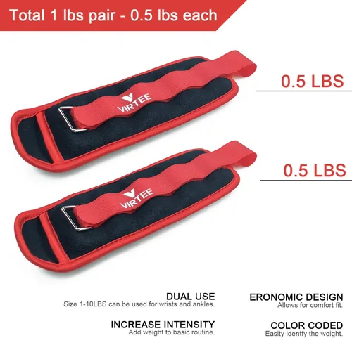 Miniatura 2 de Pesas de tobillo/muñeca para mujeres, hombres, niños – Juego de pesas para piernas de brazo con correa ajustable – correr, trotar, gimnasia, terapia