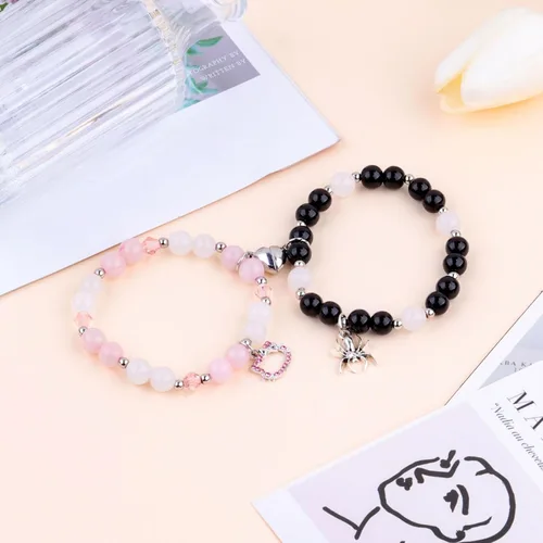 Miniatura 5 de SINCSEFK Pulseras a juego para parejas, mejores amigos, araña, gatito, televisión, niña, pulseras de amistad, pulseras de relación de larga