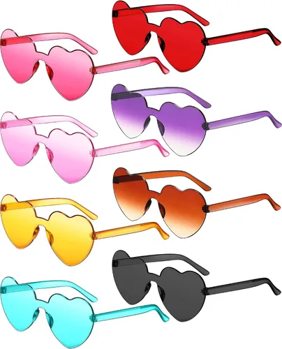 Lentes de sol sin marco, en forma de corazón, transparentes, color caramelo, para recuerdos de fiesta, 8 pares.