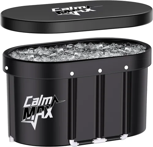 CalmMax Bañera de hielo ovalada con tapa para atletas 492L Bañera de inmersión fría portátil para terapia de agua fría Baños de hielo de 5 capas en