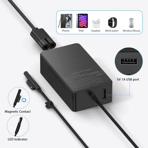 Miniatura 7 de Cargador Surface Pro de 65 W para Microsoft Surface Pro Charger 10,9, 8, 7+, 7, 6, 5, 4, 3, X, Windows Surface Laptop 5, 4, 3, 2, 1, Studio Surface
