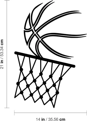 Miniatura 3 de Calcomanía de vinilo para pared, pelota de baloncesto y aro, 21 x 14 pulgadas, diseño positivo y divertido para el hogar, habitación de los niños