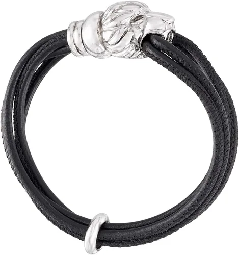 Miniatura 4 de Ross-Simons Italian Sterling Silver Lion Bracelet With Black Leather
