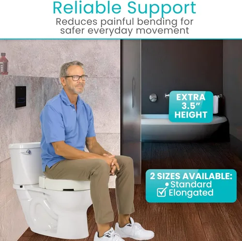 Miniatura 2 de Vive Asiento de inodoro elevado (alargado, añade 3.5 pulgadas) – Elevador y extensor de asiento de inodoro elevado para personas mayores