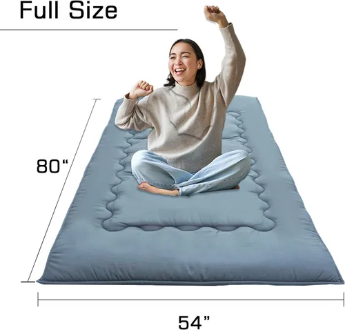 Miniatura 2 de FindPanda Colchón japonés de suelo futón con funda (gris, matrimonial 80 pulgadas de largo x 54 pulgadas de ancho x 2.5 pulgadas de alto)