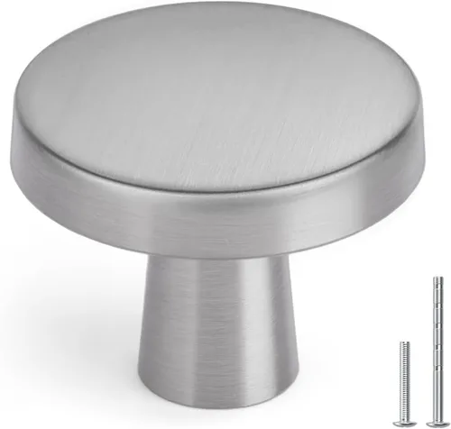 Miniatura 11 de homdiy Paquete de 5 manijas de gabinete negras redondas opacas, manijas de cocina de zinc y aleación de metal para cajones de cómoda, escritorio
