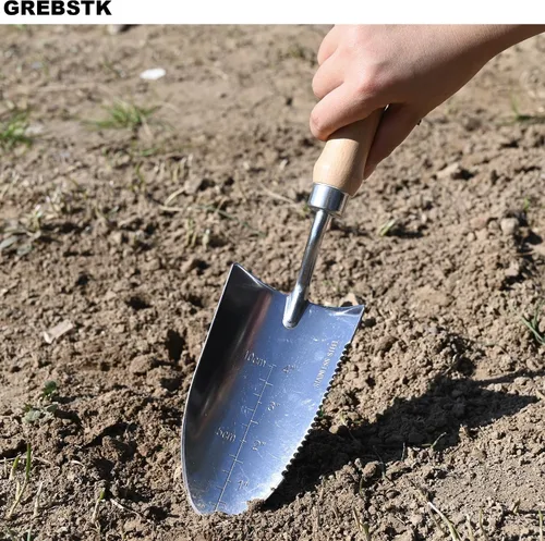 Miniatura 3 de GREBSTK - Palas de jardinería de acero inoxidable para trasplantar en jardín, palas de profundidad, marcado, medición, herramienta para quitar
