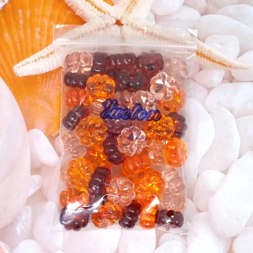 Miniatura 9 de yueton 48 piezas de decoraciones acrílicas de otoño, adornos de calabaza acrílicas, cuentas de calabaza de plástico sin agujeros para Acción