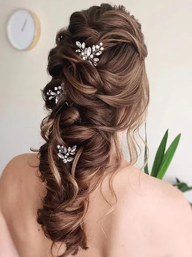 Miniatura 6 de JAKAWIN Horquillas de pelo nupcial Rhinestone de plata Accesorios para el cabello de la boda Joyería de cristal para el cabello para las mujeres