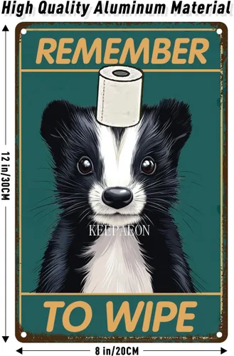 Miniatura 4 de Skunk Bathroom Wall Decor Signs Metal Aluminum Sign Remember to Wipe Bathroom Decor Weird Stuff 12x8 Inches Decor Funny Poster Funny Bathroom 8294