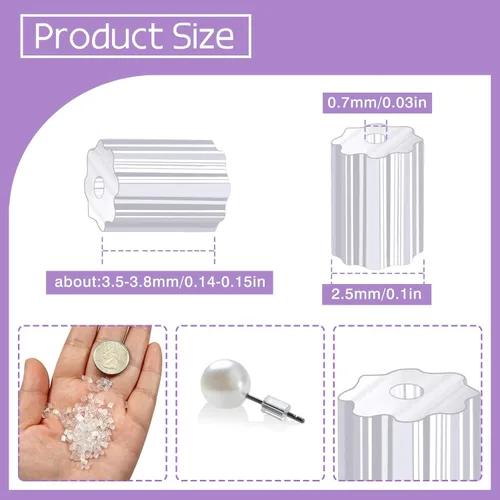 Miniatura 2 de TOAOB - 144 piezas de repuesto de silicona transparente para aretes, almohadillas de goma de seguridad, topes de repuesto de 0.098 x 0.198 pulgadas