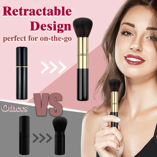 Miniatura 5 de Brochas de maquillaje retráctiles Kabuki, 2 piezas, brocha para polvo/brocha para base, rubor en polvo, bronceador, pulido, líquido, crema
