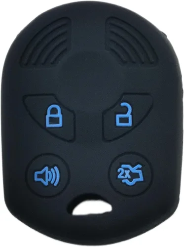 Miniatura 8 de Funda de llavero de silicona de 4 botones para Ford Escape Explorer Mustang Transit Fusion Focus Lincoln Zephyr Mercury Grand Marquis (Negro)