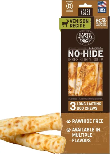 Miniatura 10 de Earth Animal No Hide Chews - Rollos masticables para perros grandes sin cuero crudo de larga duración, pollo - 2