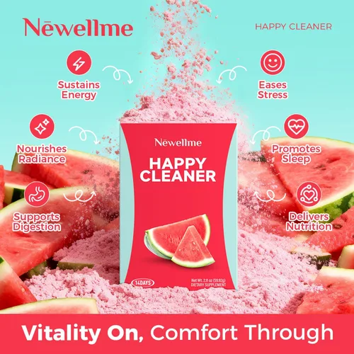Miniatura 2 de NEWELLME Happy Cleaner Super Greens Powder – Mezcla de bebida de sandía sin azúcar con clorella y espirulina, vegano, sin OGM, 14 paquetes