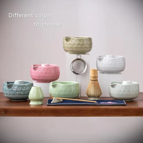 Miniatura 8 de Buucup Juego de batidor de matcha, juego de cerámica matcha incluye cuenco matcha, batidor y soporte de matcha, cuchara de bambú, soporte para Verde