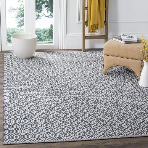 Miniatura 14 de SAFAVIEH Colección Montauk - Alfombra decorativa de 3 x 5 pies, color marfil y azul marino, tejido plano bohemio hecho a mano, de algodón, ideal