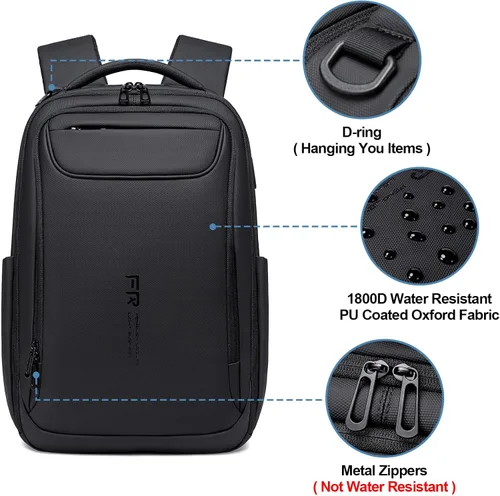 Miniatura 4 de Mochila de negocios FENRUIEN para hombres profesionales, Negro, Ampliable