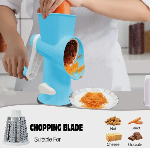Miniatura 2 de Rallador de Queso Multifunción Rotativo con Manivela Manual – Rallador de Queso Ralla, Rebana, Pica sin Esfuerzo. Aplicable para Queso, Verduras