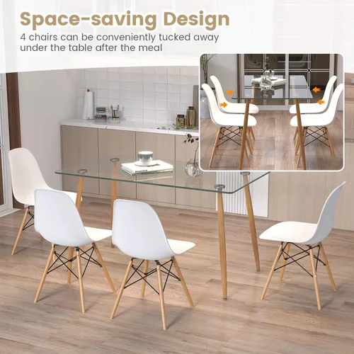 Miniatura 7 de Tangkula Juego de 4 mesas de comedor para 4, mesa y sillas de cocina modernas, mesa y sillas de cristal para sala de estar pequeña, cocina Natural +