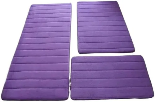 Alfombra antideslizante de Baño De Espuma Viscoelástica, Tapete Moderno, Antideslizante, 3 Unidades Por Juego Alfombras de Baño (Color Morado, 3