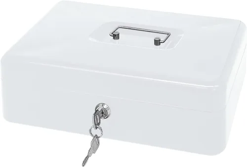 Miniatura 23 de Caja de efectivo de acero con cerradura de llave, organizador de dinero pequeño de metal con bandeja para dinero, caja de almacenamiento de efectivo