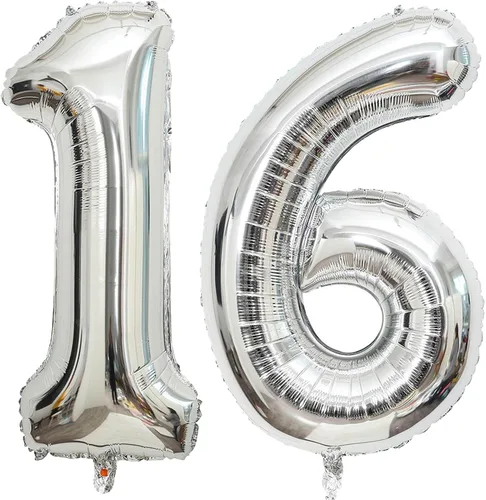Miniatura 15 de Globo grande de 40 pulgadas con letras del número 6, letras del alfabeto, Mylar de aluminio, globos de helio con números grandes para cumpleaños