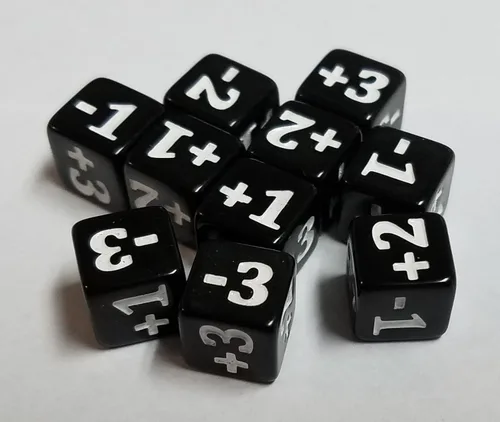 Juego de 10 dados modificadores de estadísticas micro CCG negros para juegos como Magic: The Gathering (0.394 in)