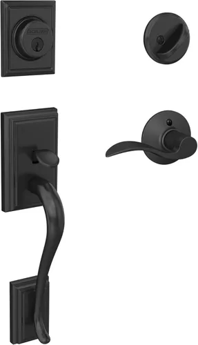 Miniatura 13 de Schlage F60 ADD 622 PLY Addison - Juego de manijas de entrada frontal con perilla Plymouth, cerrojo con llave de 1 lado, negro mate Mate negro