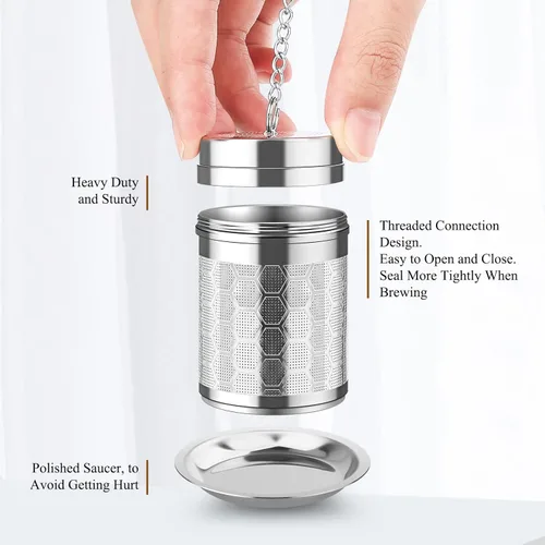 Miniatura 4 de Infusores de té para té suelto, (2 unidades) Juego de coladores de té de acero inoxidable 18/8, té de malla extra fina para té preparado, especias