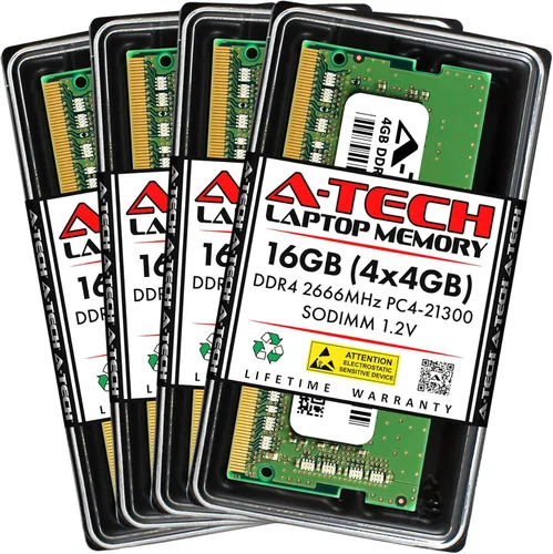 Miniatura 14 de A-Tech 4GB DDR4 2666MHz PC4-21300 (PC4-2666V) CL19 SODIMM 1.2V 260-Pin sin ECC SO-DIMM Módulo de Memoria RAM para Laptop Notebook No ECC PC4-2666V